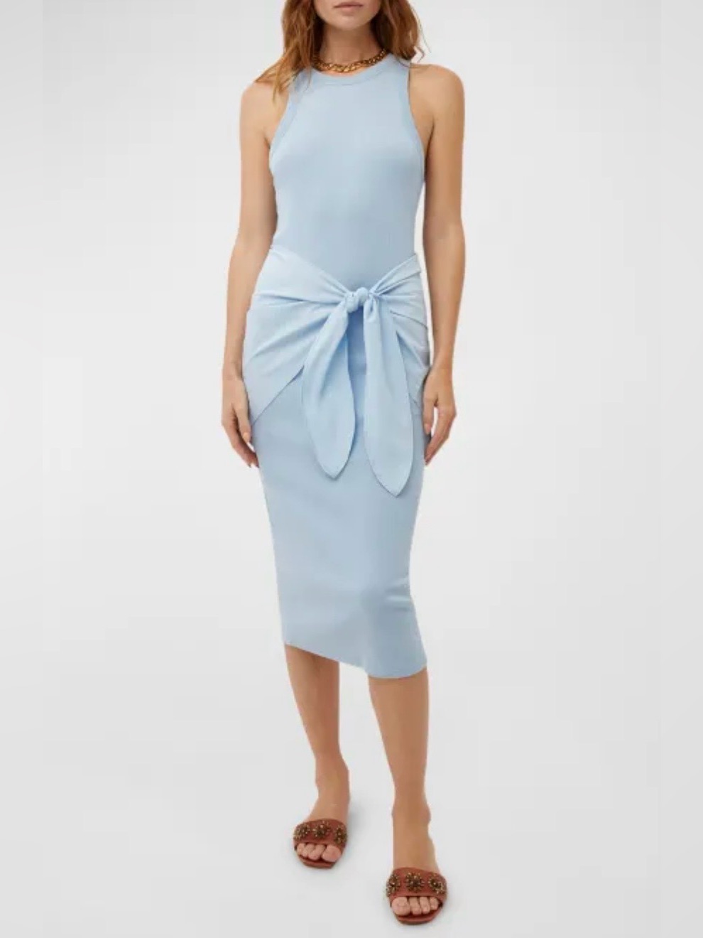 Veronica Beard Odeon Rib Knit Midi Dress, Light Blue, Size M, Nwt